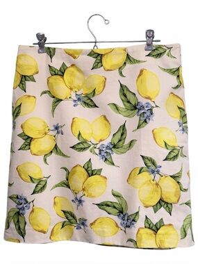 Talbots Lemon print cotton and spandex fully lined skirt, size 8